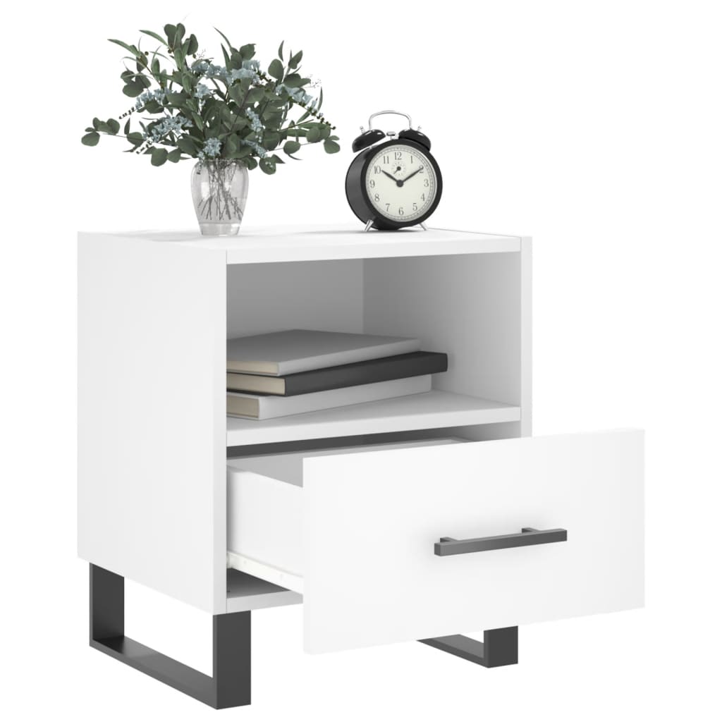 Comodino Bianco 40x35x47,5 cm in Legno Multistrato