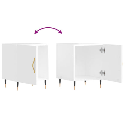 Comodini 2 pz Bianco Lucido 40x40x50 cm in Legno Multistrato - homemem39