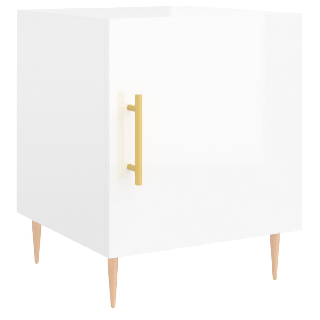 Comodini 2 pz Bianco Lucido 40x40x50 cm in Legno Multistrato - homemem39
