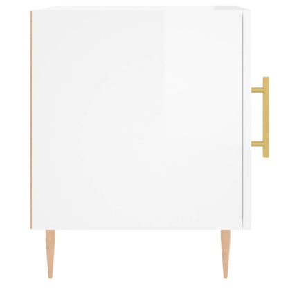 Comodini 2 pz Bianco Lucido 40x40x50 cm in Legno Multistrato - homemem39