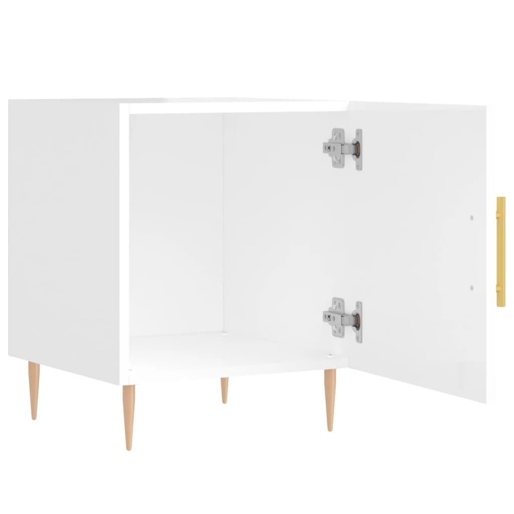 Comodini 2 pz Bianco Lucido 40x40x50 cm in Legno Multistrato - homemem39