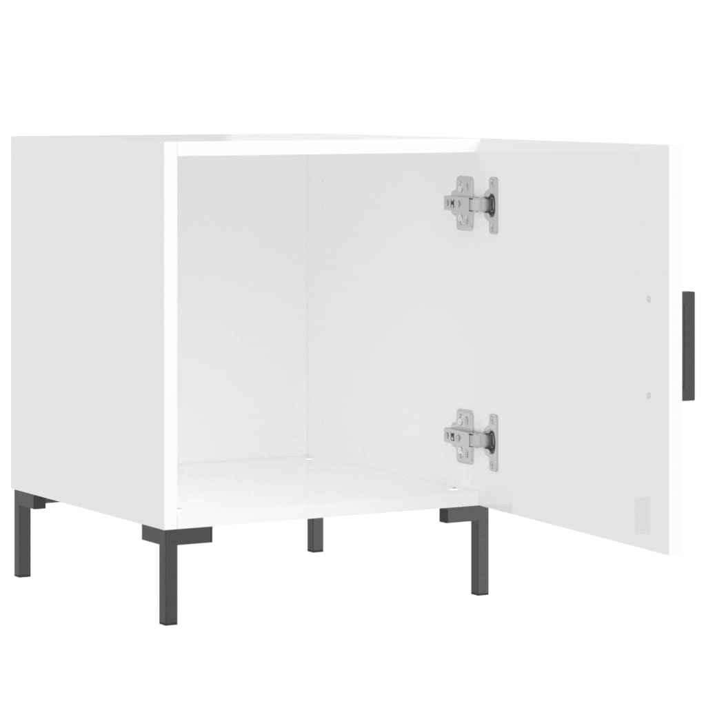 Comodini 2 pz Bianco Lucido 40x40x50 cm in Legno Multistrato - homemem39