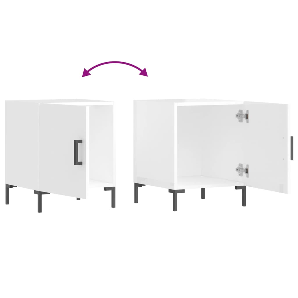 Comodini 2 pz Bianco Lucido 40x40x50 cm in Legno Multistrato - homemem39