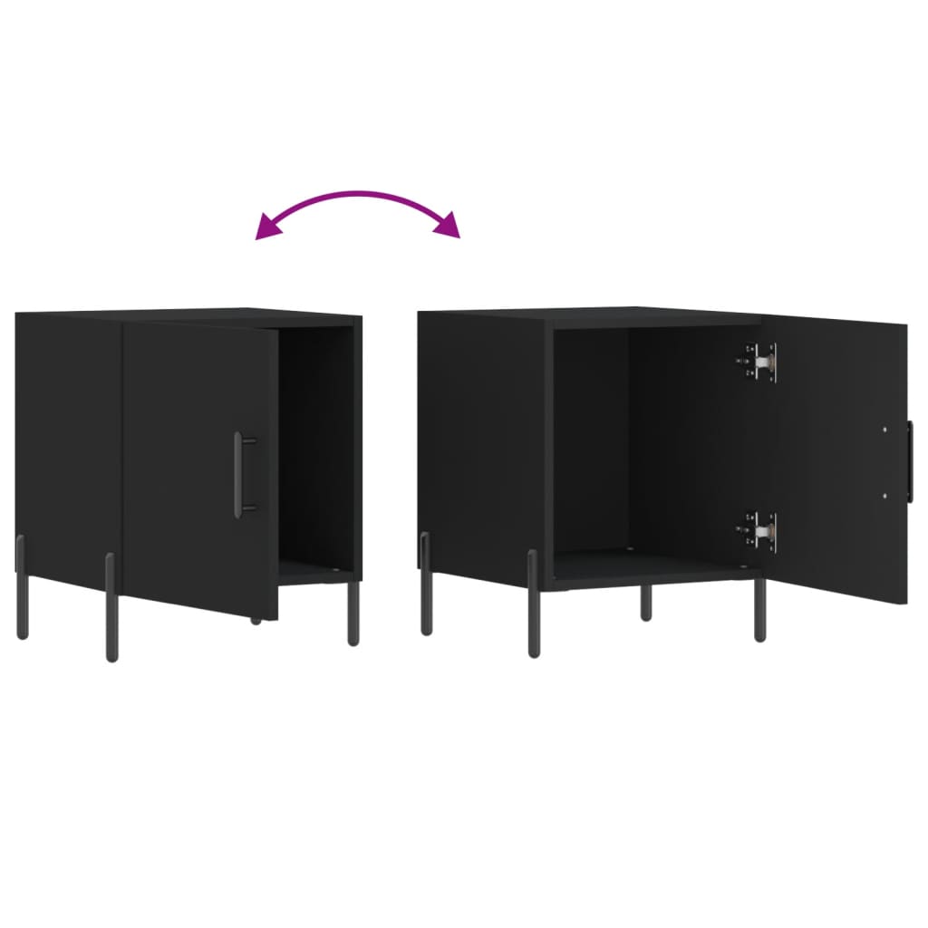 Comodini 2 pz Neri 40x40x50 cm in Legno Multistrato - homemem39