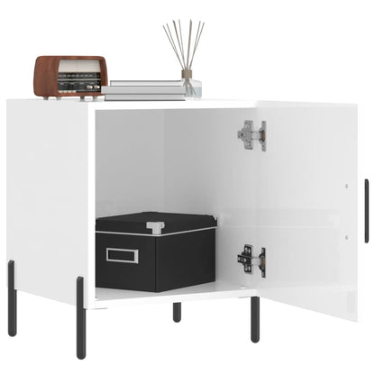 Comodini 2 pz Bianco Lucido 40x40x50 cm in Legno Multistrato - homemem39