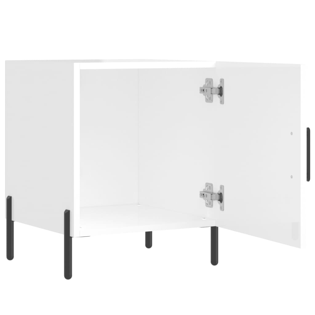 Comodini 2 pz Bianco Lucido 40x40x50 cm in Legno Multistrato - homemem39