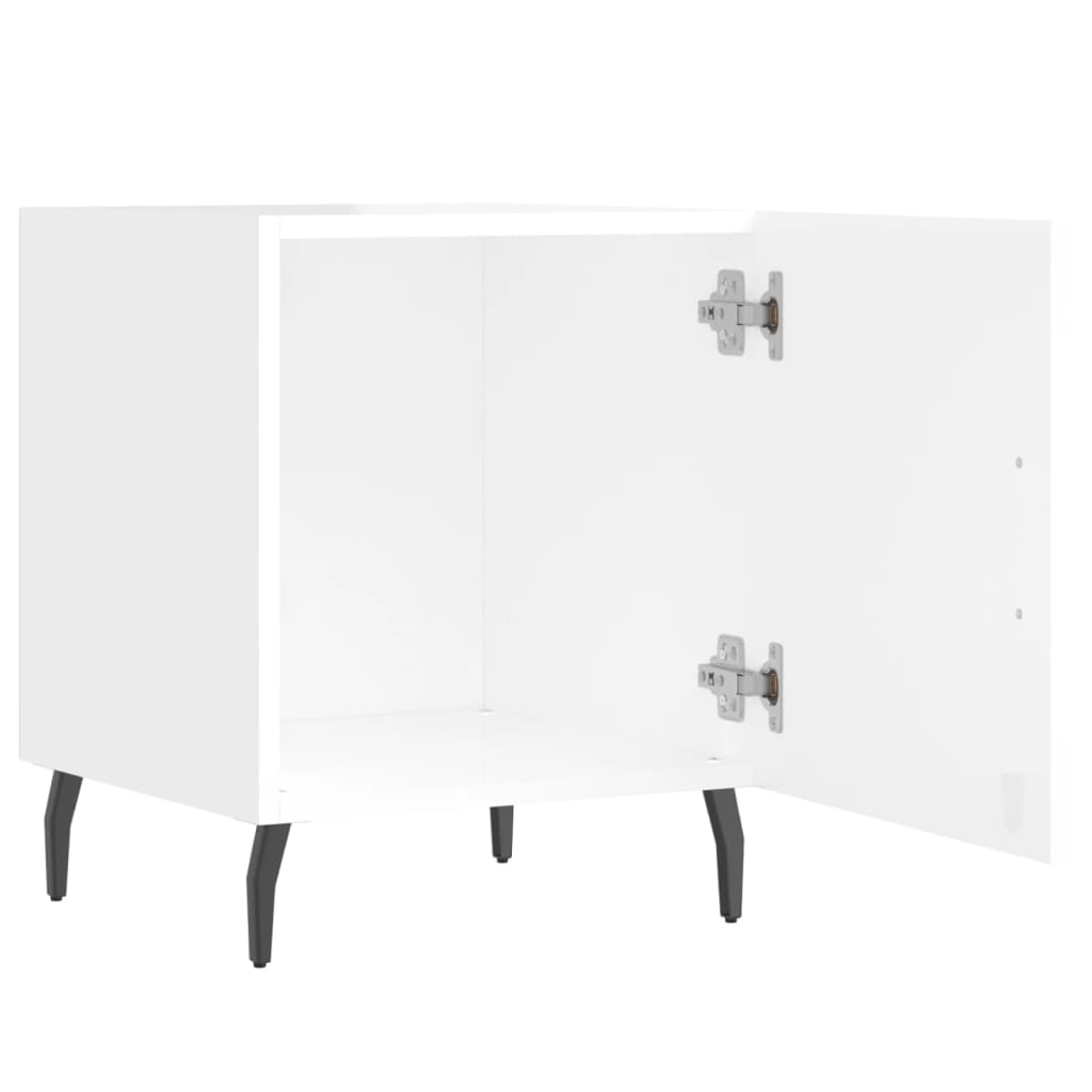 Comodini 2 pz Bianco Lucido 40x40x50 cm in Legno Multistrato - homemem39