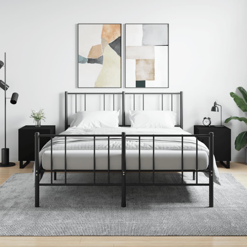 Comodini 2 pz Neri 40x40x50 cm in Legno Multistrato - homemem39