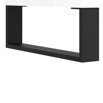 Comodini 2pz Bianco Lucido 40x40x50 cm in Legno Multistrato