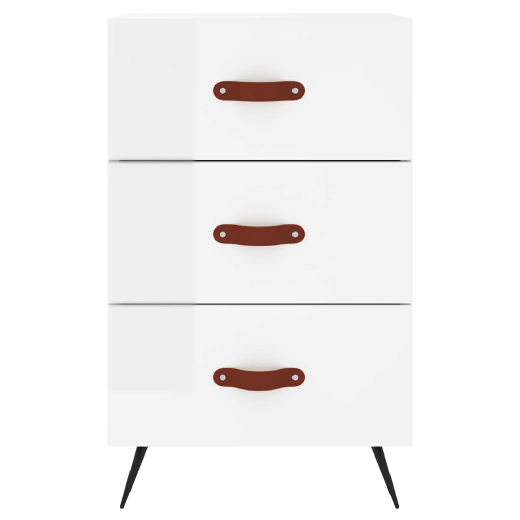 Comodino Bianco Lucido 40x40x66 cm in Legno Multistrato - homemem39