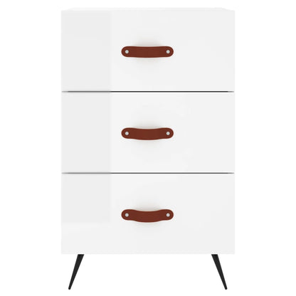 Comodino Bianco Lucido 40x40x66 cm in Legno Multistrato - homemem39