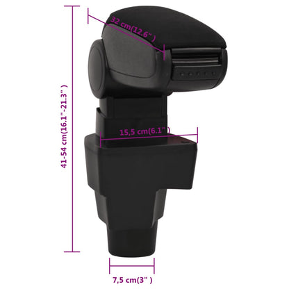 Bracciolo per Auto Nero 15,5x32x(41-54) cm in ABS - homemem39