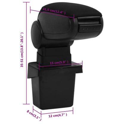 Bracciolo per Auto Nero 15x31,5x(35-51) cm in ABS - homemem39