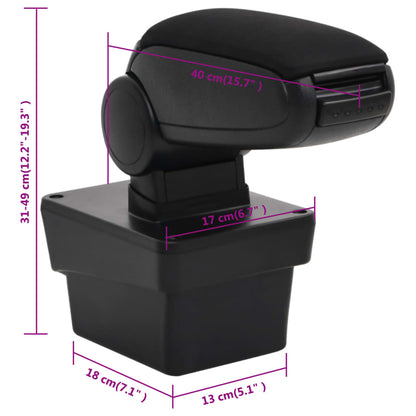 Bracciolo per Auto Nero 17x40x(31-49) cm in ABS - homemem39