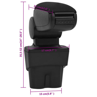 Bracciolo per Auto Nero 17x32x(35,5-52) cm in ABS - homemem39