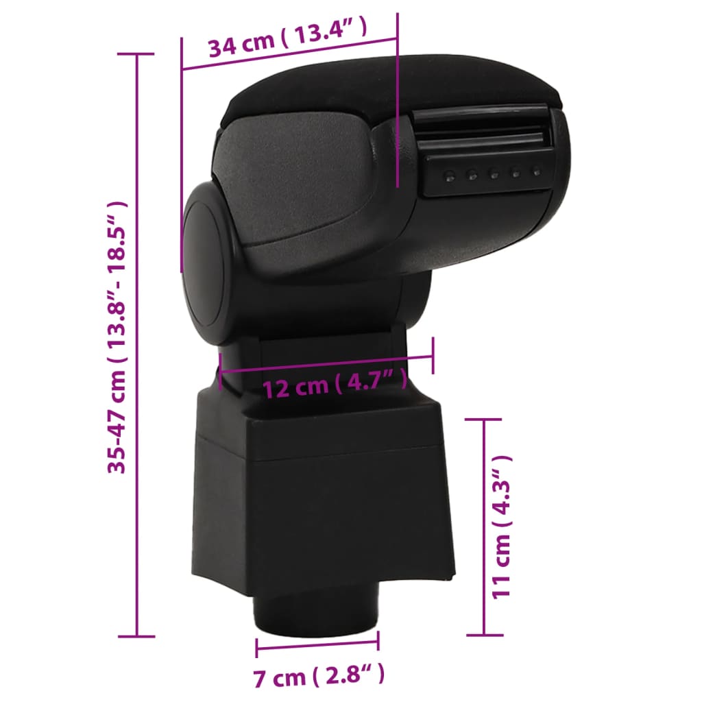 Bracciolo per Auto Nero 12x34x(35-47) cm in ABS - homemem39