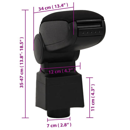 Bracciolo per Auto Nero 12x34x(35-47) cm in ABS - homemem39