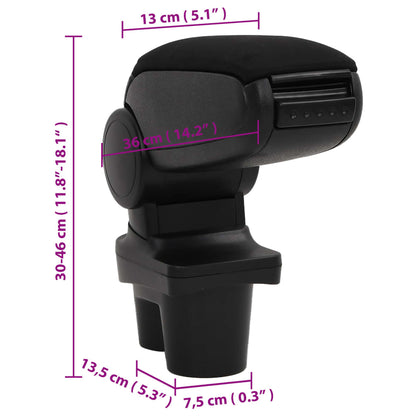Bracciolo per Auto Nero 13x36x(30-46) cm in ABS - homemem39