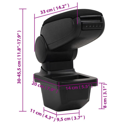 Bracciolo per Auto Nero 14x33x(30-45,5) cm in ABS - homemem39