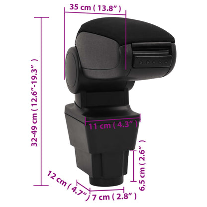 Bracciolo per Auto Nero 11x35x(32-49) cm in ABS | homemem39