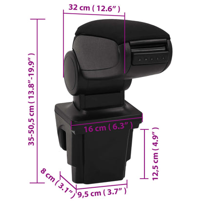 Bracciolo per Auto Nero 16x32x(35-50,5) cm in ABS - homemem39