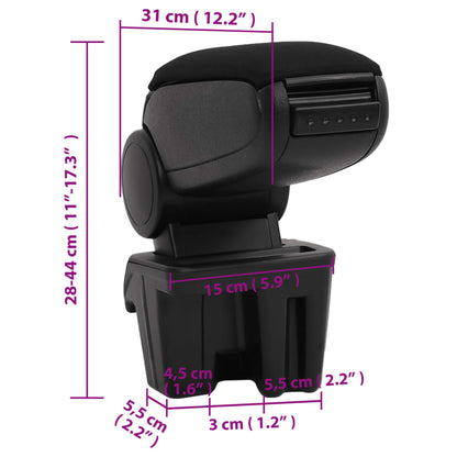 Bracciolo per Auto Nero 15x31x(28-44) cm in ABS - homemem39