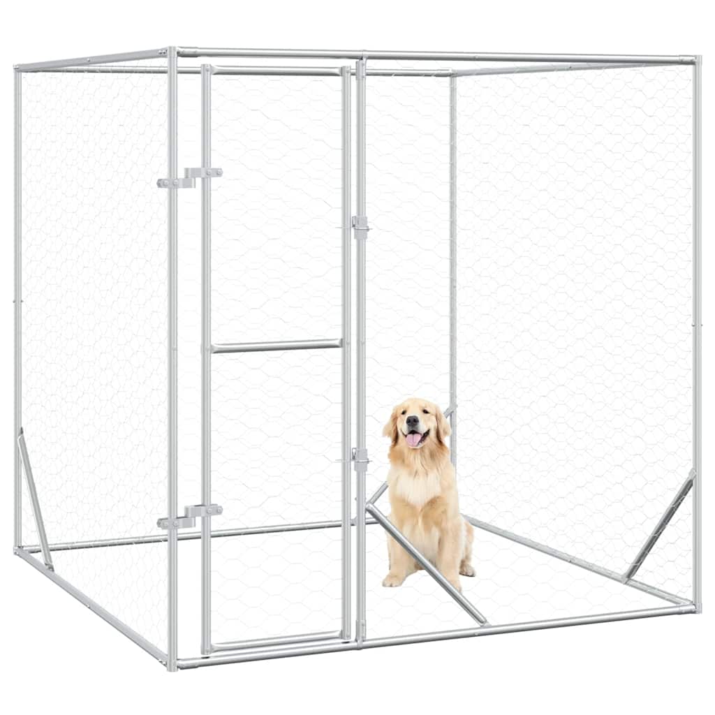Cuccia per Cani da Esterno Argento 2x2x2 m Acciaio Zincato | homemem39
