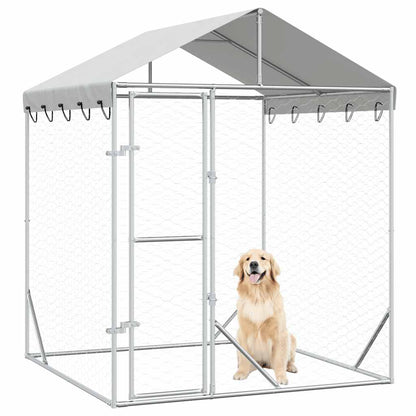 Cuccia Cani da Esterno Tetto Argento 2x2x2,5 m Acciaio Zincato | homemem39