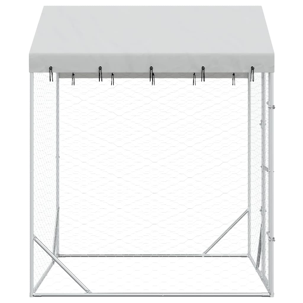 Cuccia Cani da Esterno Tetto Argento 2x2x2,5 m Acciaio Zincato | homemem39