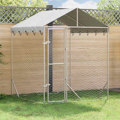 Cuccia Cani da Esterno Tetto Argento 2x2x2,5 m Acciaio Zincato | homemem39
