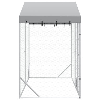 Cuccia Cani da Esterno Tetto Argento 3x1,5x2,5m Acciaio Zincato | homemem39