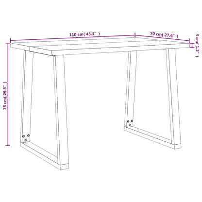 Tavolo da Pranzo Bordi Vivi 110x70x75 cm Legno Massello Acacia | homemem39