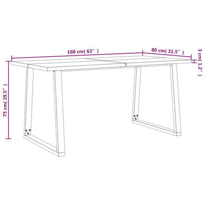Tavolo da Pranzo Bordi Vivi 160x80x75 cm Legno Massello Acacia | homemem39