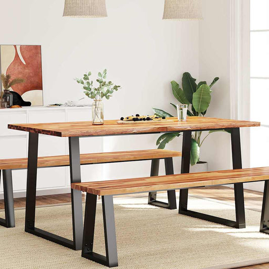 Tavolo da Pranzo Bordi Vivi 160x80x75 cm Legno Massello Acacia | homemem39