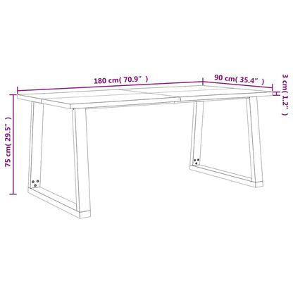 Tavolo da Pranzo Bordi Vivi 180x90x75 cm Legno Massello Acacia | homemem39