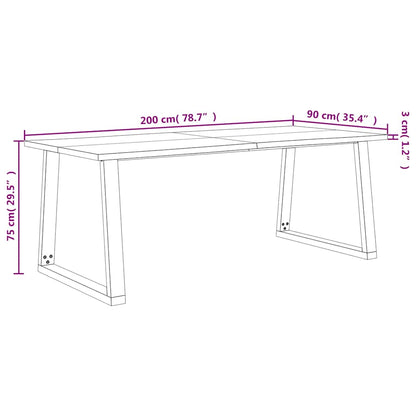 Tavolo da Pranzo Bordi Vivi 200x90x75 cm Legno Massello Acacia | homemem39