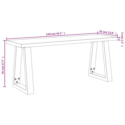 Panca con Bordi Vivi 110 cm in Legno Massello di Acacia | homemem39
