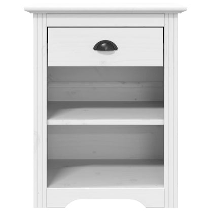 Comodino BODO 53x38,5x67 cm in Legno Massello di Pino Bianco | homemem39