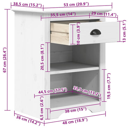Comodino BODO 53x38,5x67 cm in Legno Massello di Pino Bianco | homemem39