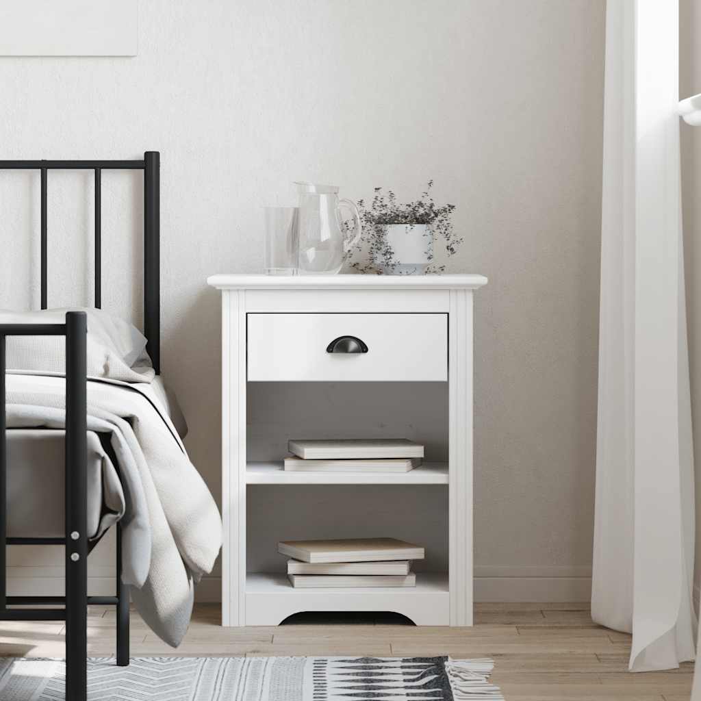 Comodino BODO 53x38,5x67 cm in Legno Massello di Pino Bianco | homemem39