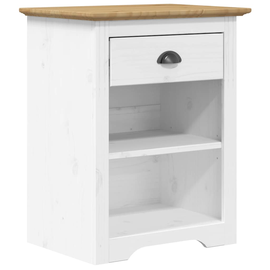 Comodino BODO 53x38,5x67 cm in Legno Massello di Pino Marrone | homemem39