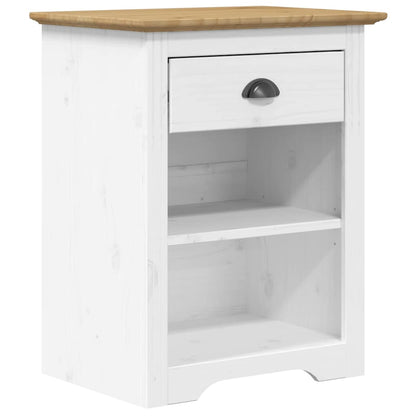 Comodino BODO 53x38,5x67 cm in Legno Massello di Pino Marrone | homemem39