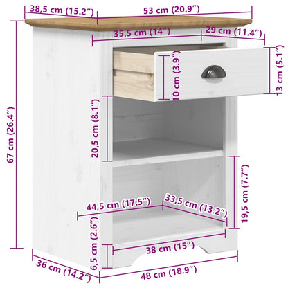 Comodino BODO 53x38,5x67 cm in Legno Massello di Pino Marrone | homemem39