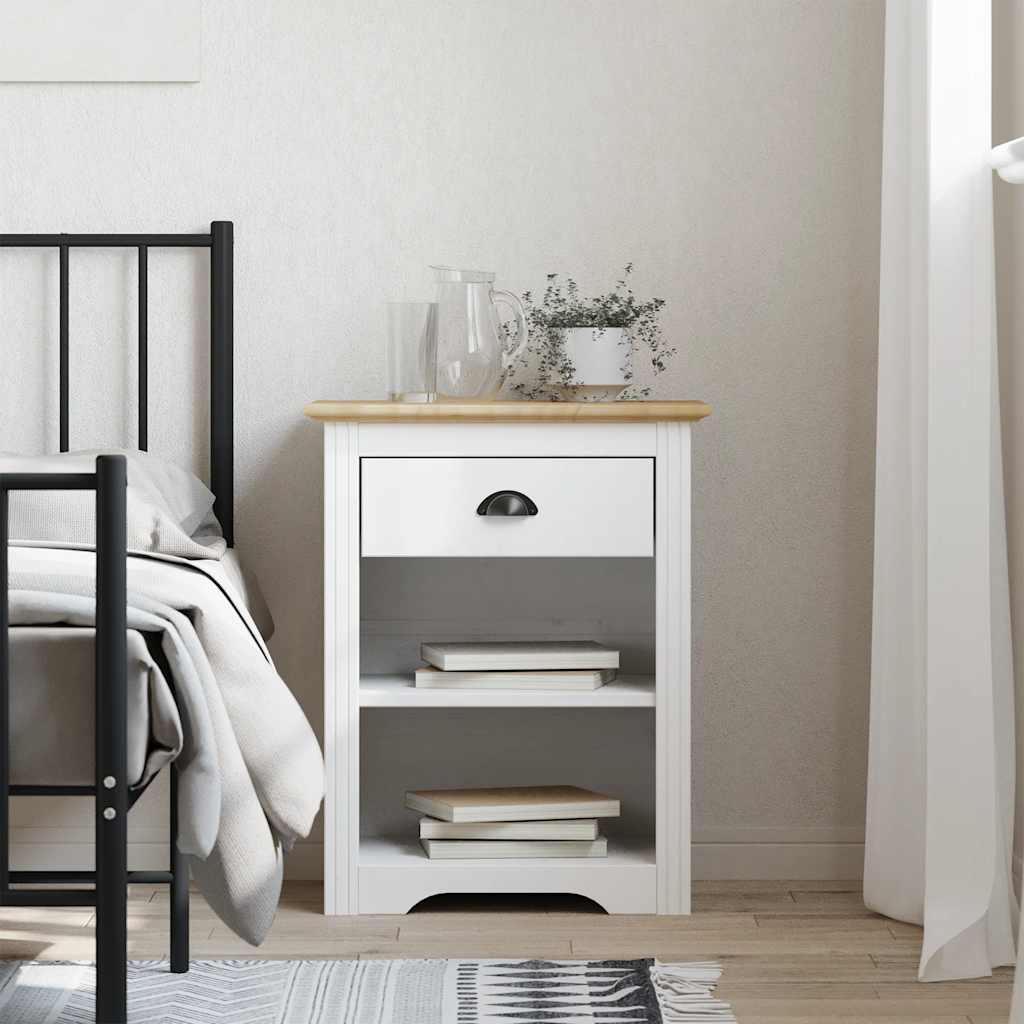 Comodino BODO 53x38,5x67 cm in Legno Massello di Pino Marrone | homemem39