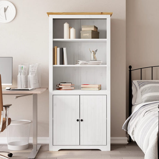 Libreria BODO 82x40x173 cm Legno Massello Pino Bianco e Marrone - homemem39