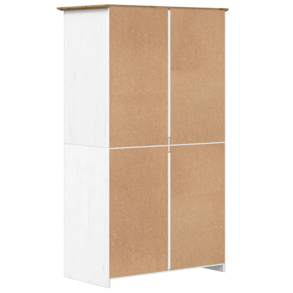 Armadio BODO 99x53,5x173 cm Legno Massello Pino Bianco Marrone - homemem39