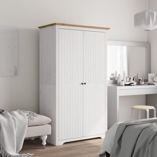 Armadio BODO 99x53,5x173 cm Legno Massello Pino Bianco Marrone - homemem39