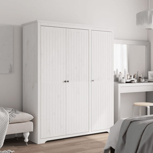 Armadio BODO 146x53,5x173 cm in Legno Massello di Pino Bianco - homemem39