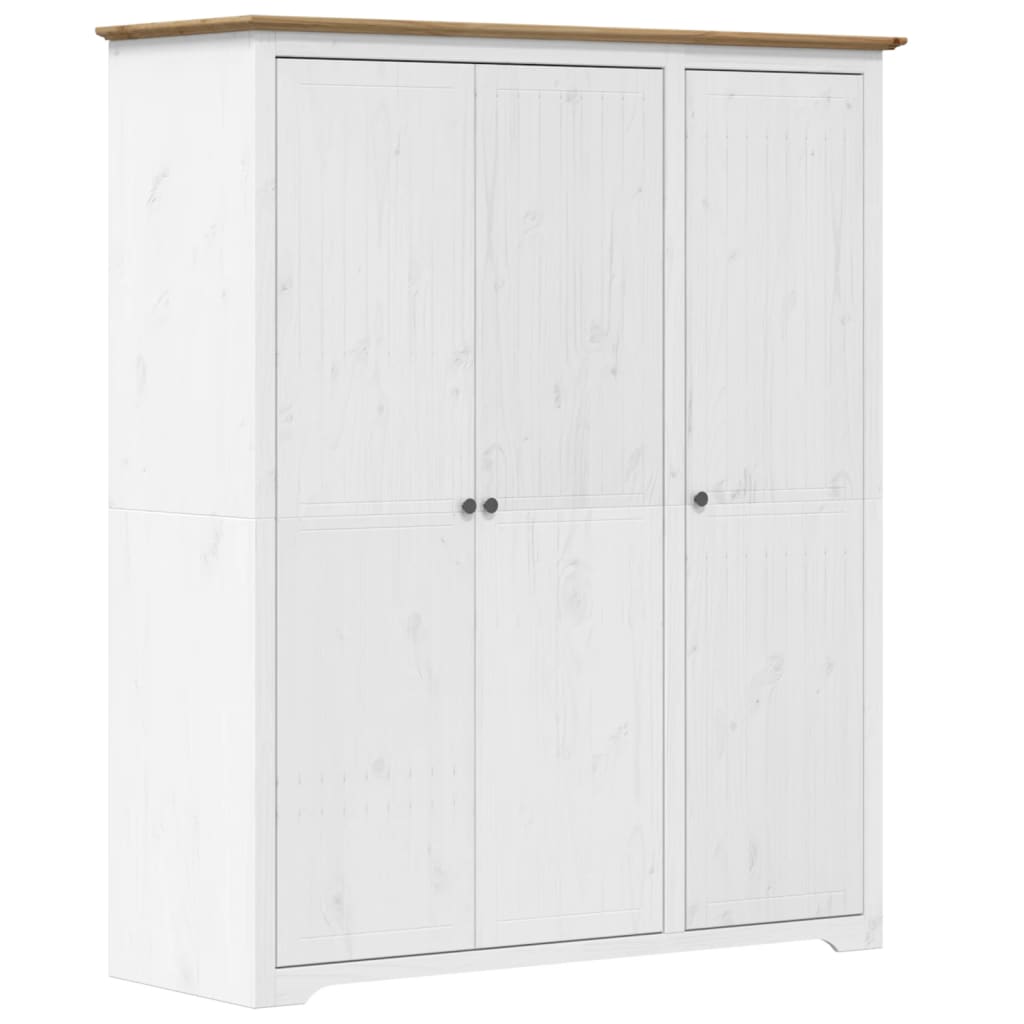 Armadio BODO 146x53,5x173 cm Legno Massello Pino Bianco Marrone