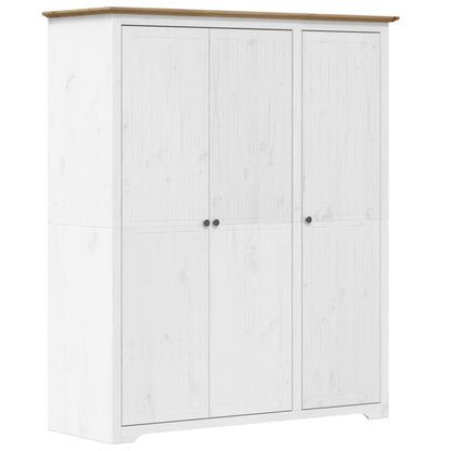 Armadio BODO 146x53,5x173 cm Legno Massello Pino Bianco Marrone - homemem39